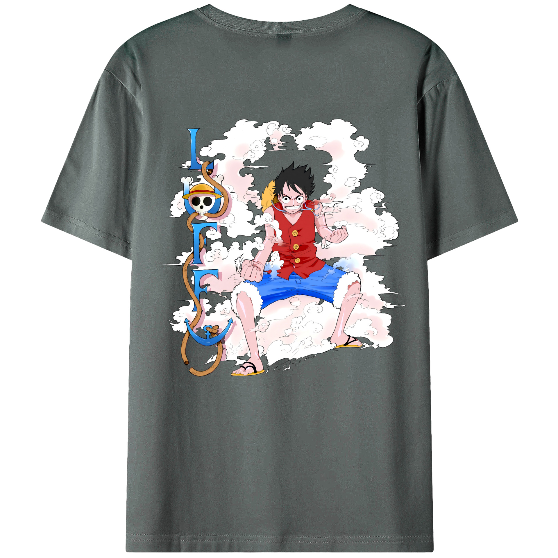 ワンピース モンキー・D・ルフィ ONE PIECE Monkey D. Luffy 綿100％半袖Tシャツ（背面プリント）